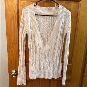 #56 - Old Navy Cream V-Neck Cable Knit Sweater